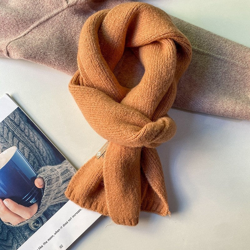 Solid Color Knitted Woolen Scarf