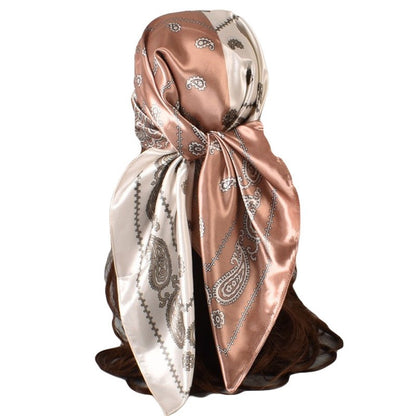 Paisley Print Satin Square Hair Scarf
