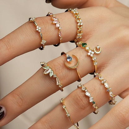 Colorful Zircon Sweet Flower Single Rings