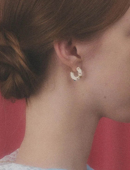 Vintage Enamel Drip Glaze Hoop Earrings