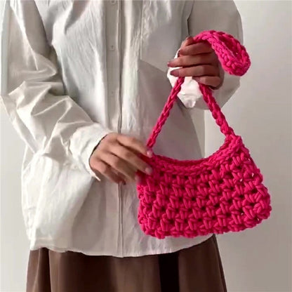 Solid Color Crochet Knitted Shoulder Bag