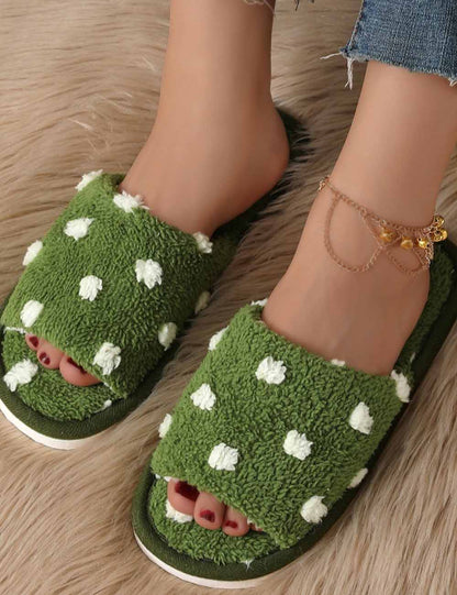 Cute Polka Dot Open Toe Soft Slippers