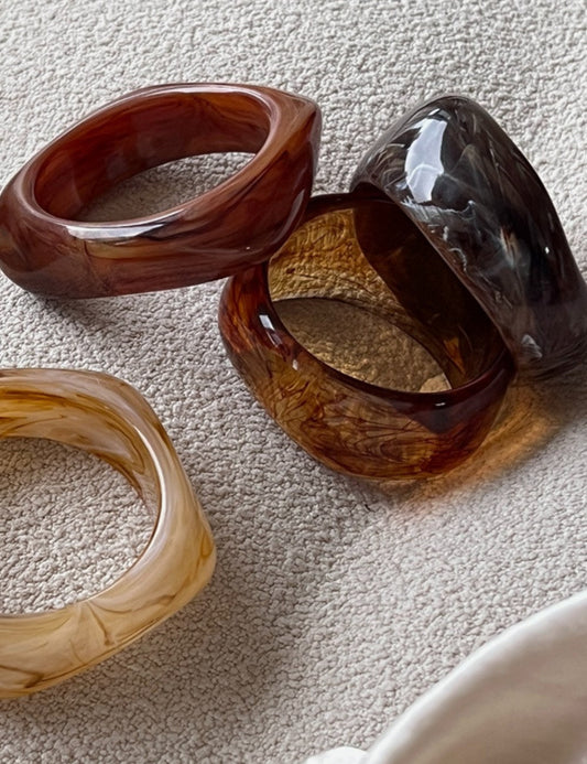 Trendy Chunky Square Wide Resin Bracelet