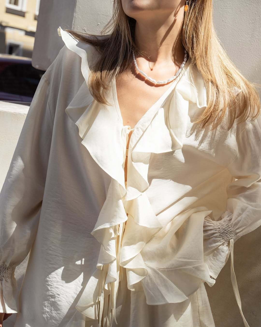 Loose Flounce String Shirt Short Set