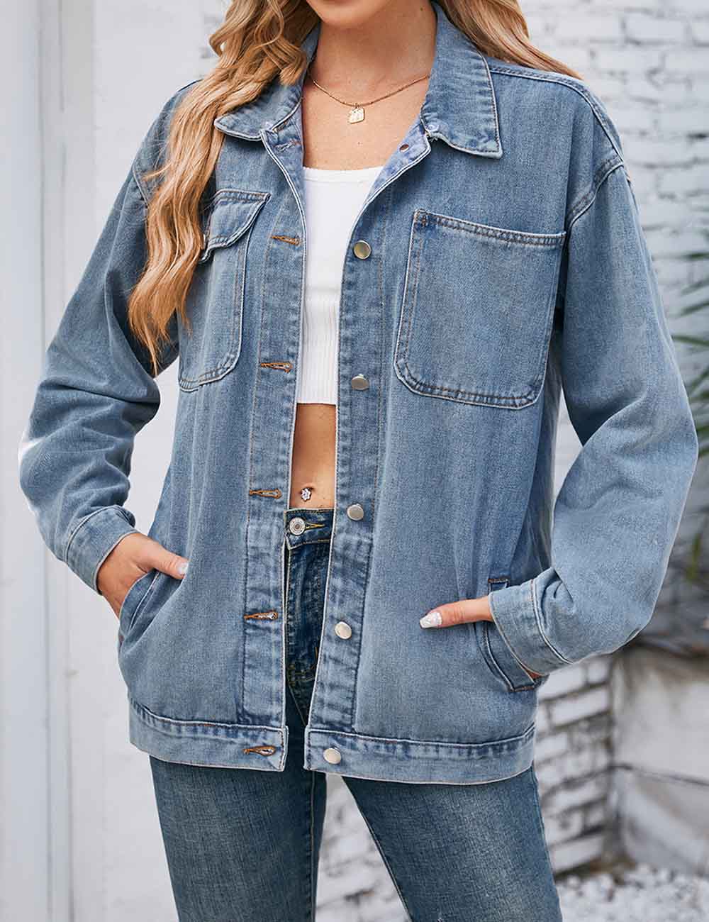 Vintage Long Sleeve Washed Denim Jacket