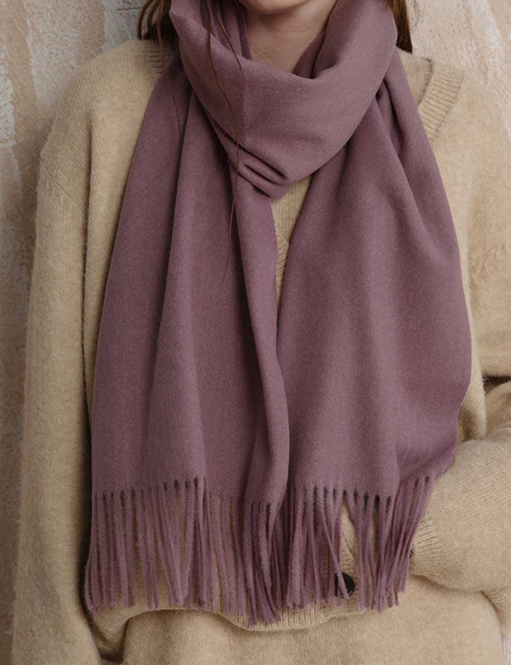 Tassel Simple Warm Wool Solid Color Scarf