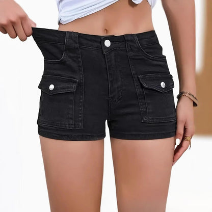 Hot High Waist Pockets Denim Shorts
