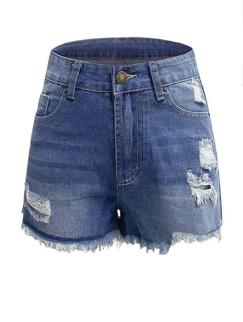 High Waist Washed Demin Shorts