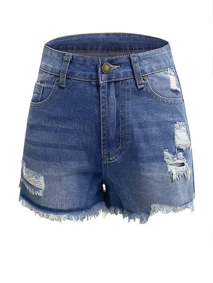 High Waist Washed Demin Shorts