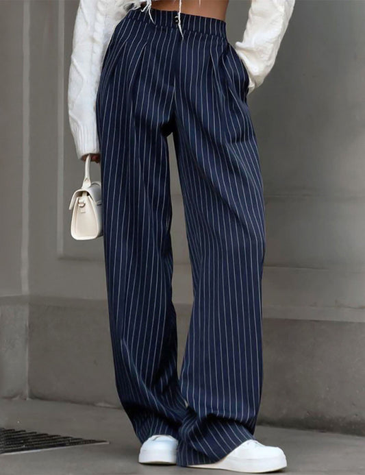 Vintage Color Block Striped Wide Leg Pants