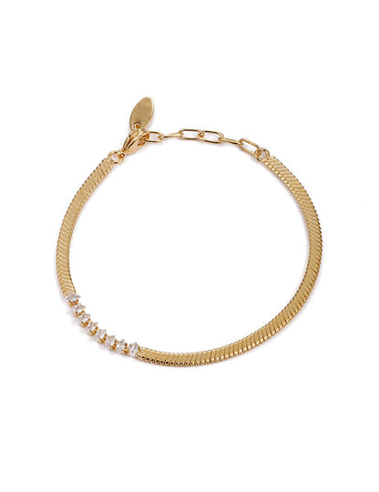 Vintage Gold Plated Zirconia Snake Chain Bracelet