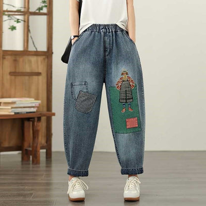 Navy Blue Denim Harem Pants