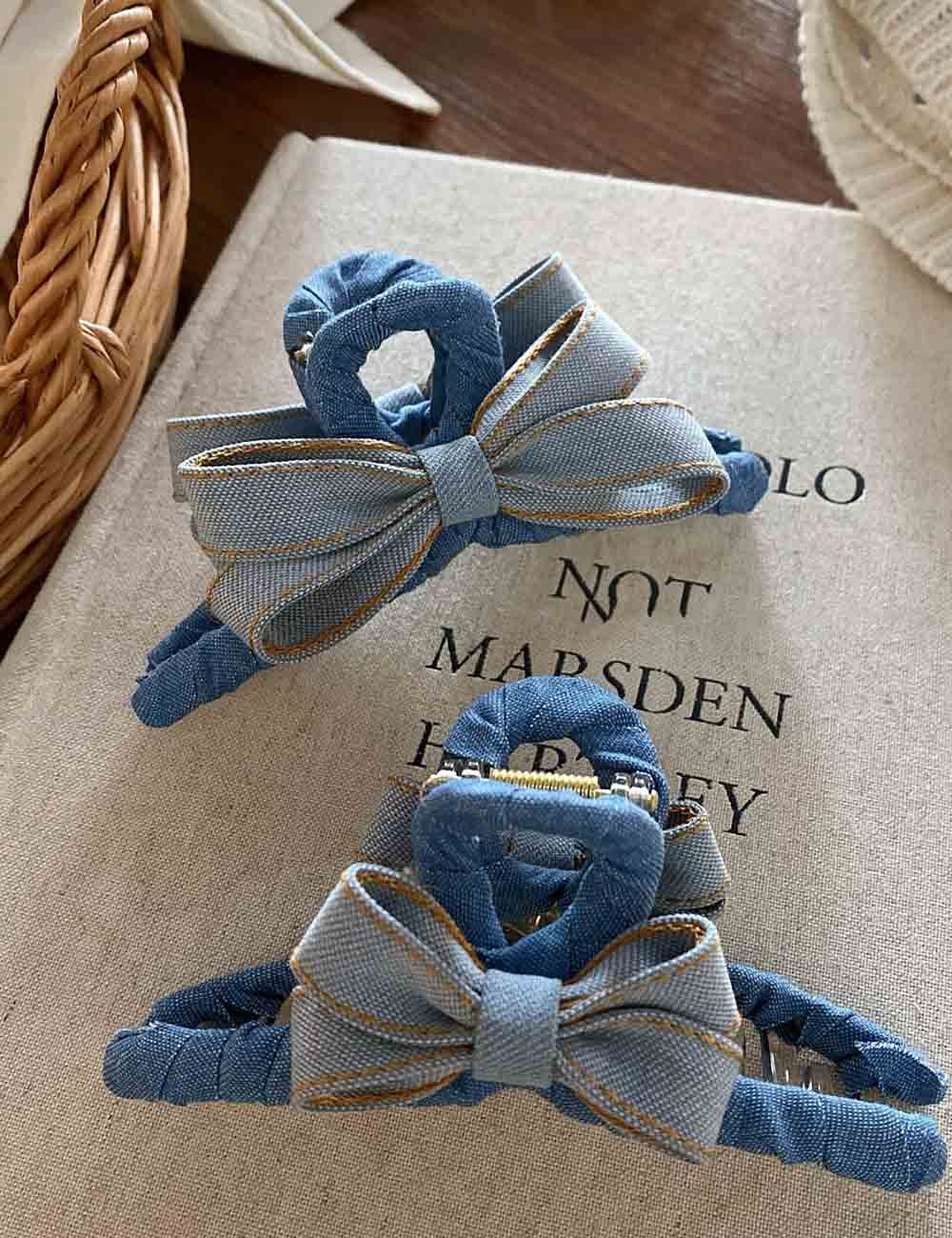 Elegant Bow Knot Plaid Hair Claw