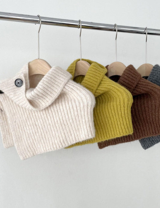 High Collar Button Down Simple Knit Scarve