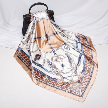 Vintage Elegant Geometric Pattern Silk Scarf