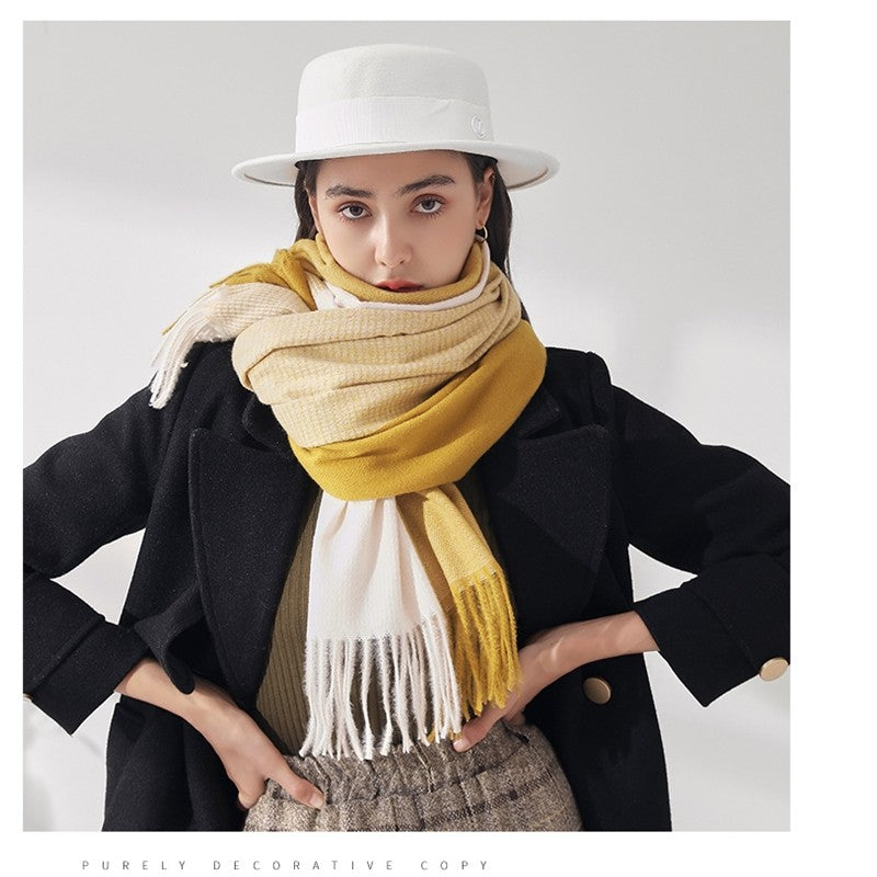 Warm Imitated Cashmere Tassled Shawl Scarf