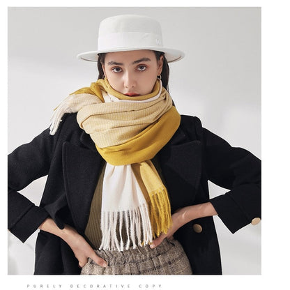 Warm Imitated Cashmere Tassled Shawl Scarf