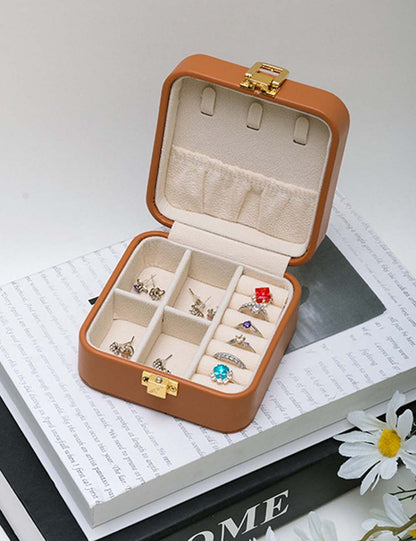 Solid Color Portable Travel Jewelry Case
