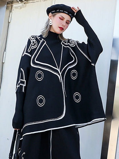 Original Print Irregularity Knitting Sweater