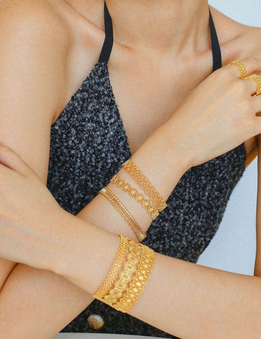 Fashion Lace Geometric Hollow Cuff Bracelet