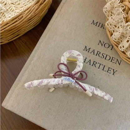 Cute Bow Knot Floral Fabric Hair Claw