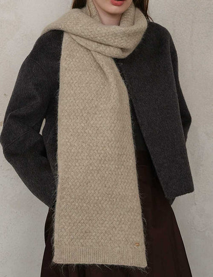 Solid Color Cozy Textured Winter Knit Scarf
