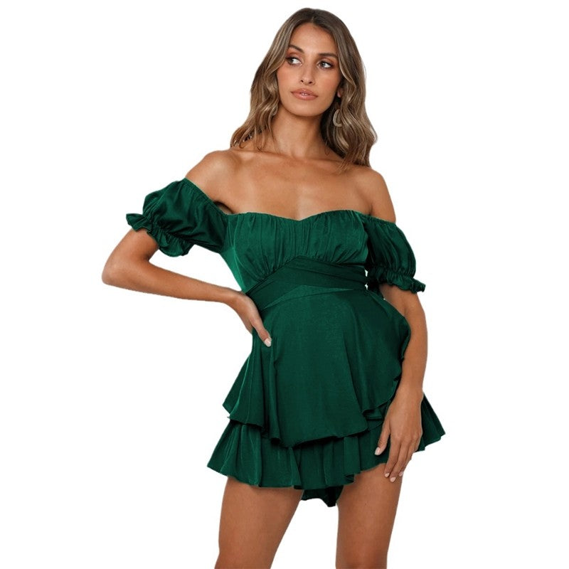 Amazon Summer Ruffle Off Shoulder Lantern Sleeve Jumpsuit
