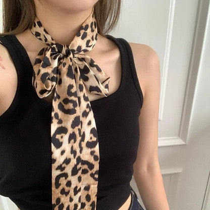 Vintage Leopard Print Waist Belt Silk Scarf