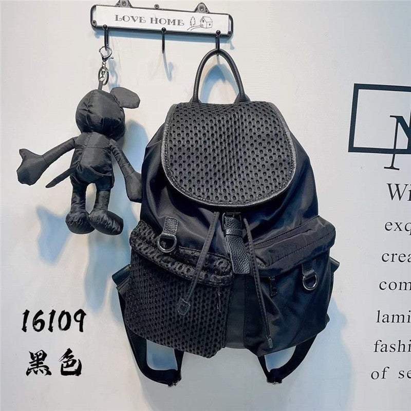 Fashion Drawstring Flap Backpack With Pockets