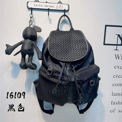 Fashion Drawstring Flap Backpack With Pockets