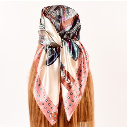 Fashion Printed Square Satin Head Scarf