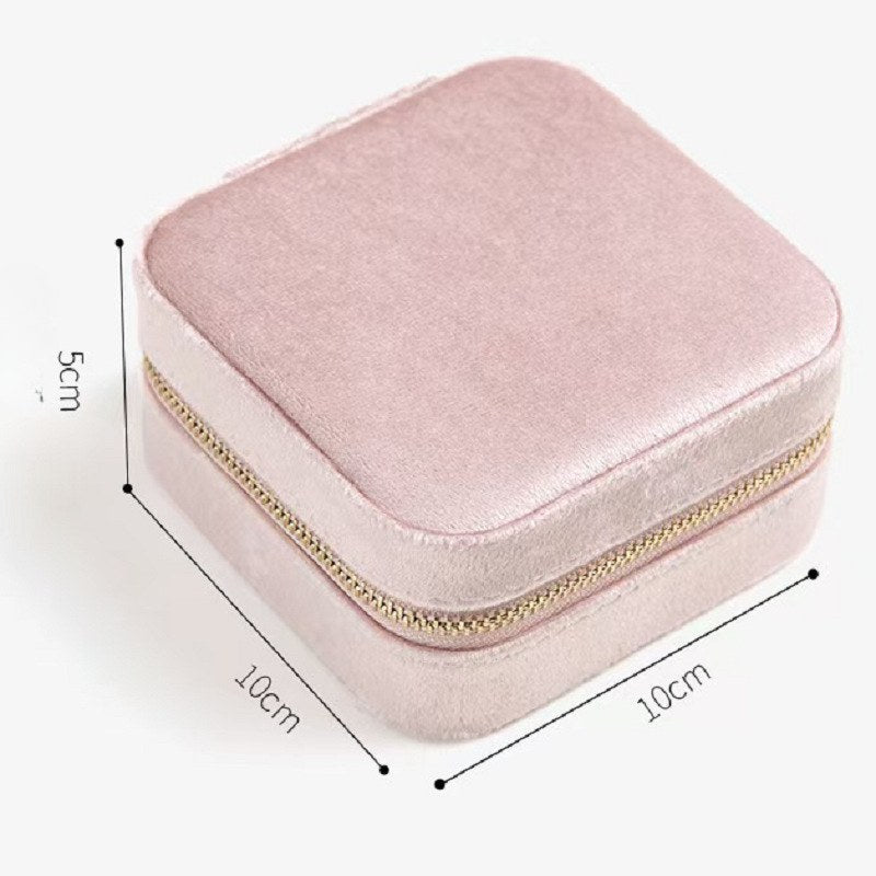 Plushed Simple Solid Color Zipper Jewelry Case