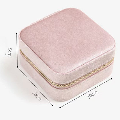 Plushed Simple Solid Color Zipper Jewelry Case