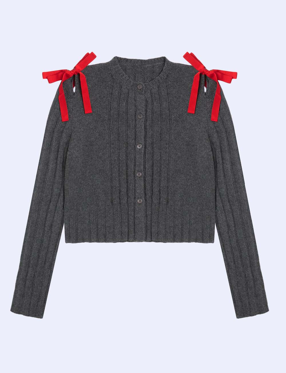 Simple Solid Color Bow Knot Knit Sweater