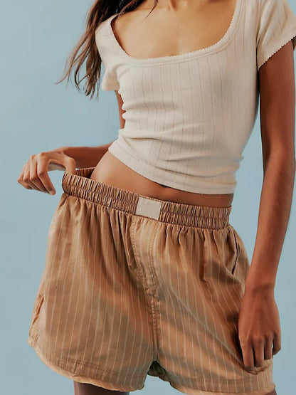 Simple Striped Casual Shorts