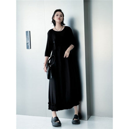 Mesh Panel Pleated Strapless Loose Fit Maxi Dress