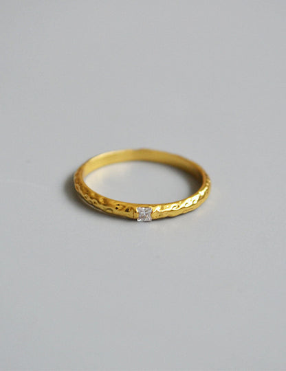 Vintage Gold Plated Rhinestone Thin Ring