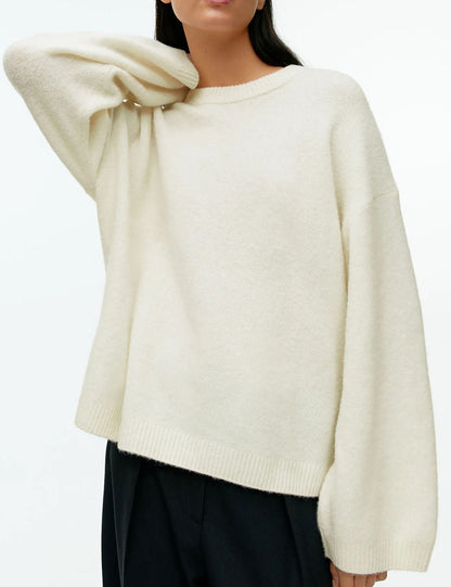 Solid Color Crew Neck Thickened Knit Sweater