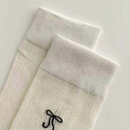 Bow Embroidered Breathable Sweet Socks