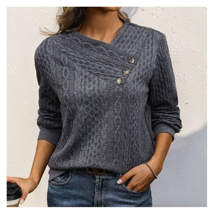 Solid Color Pleated Long Sleeve Sweatshirt