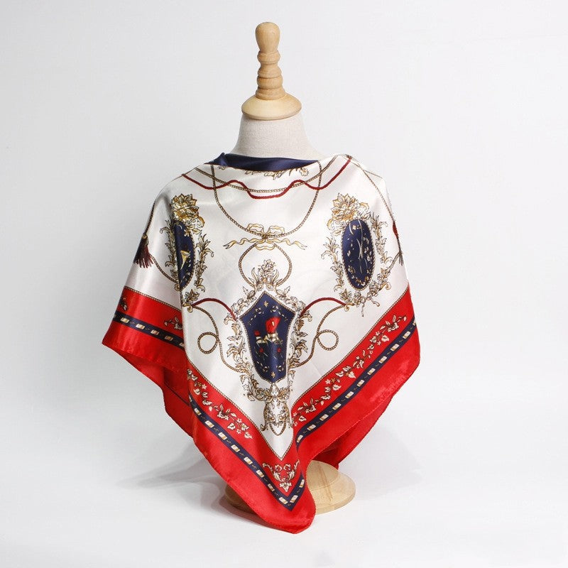 Vintage Elegant Geometric Pattern Silk Scarf