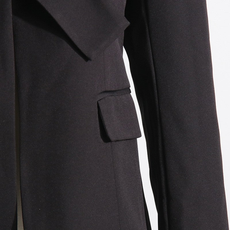 Solid Color Long Sleeve Lapel Irregular Collar Blazer Outerwear