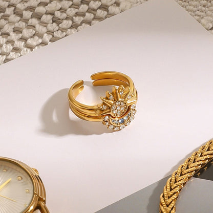 Moon Sun Zircon Layered Rings