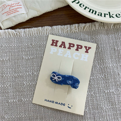 2+Silver Bow Demin Sweet Hair Clips