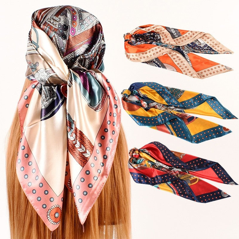 Fashion Printed Square Satin Head Scarf