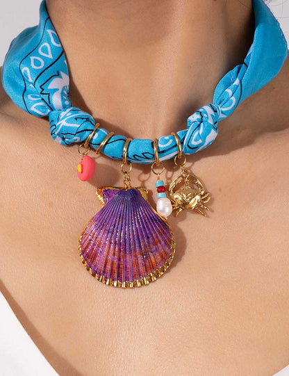 Cute Heart Pendant Colorful Scarf Necklace