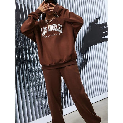 Long Sleeve Round Neck Sweater Printed Suit