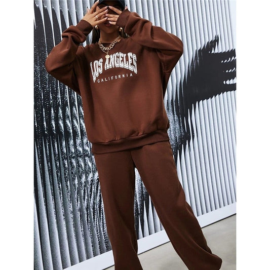 Long Sleeve Round Neck Sweater Printed Suit