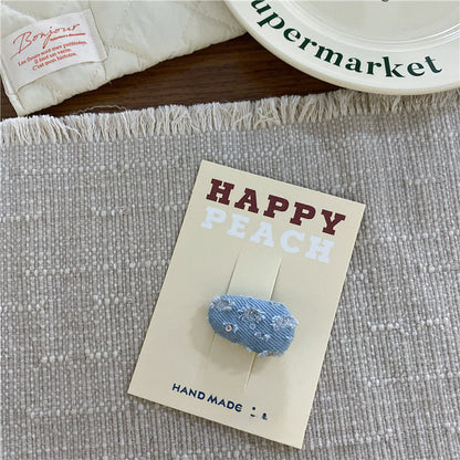 2+Silver Bow Demin Sweet Hair Clips