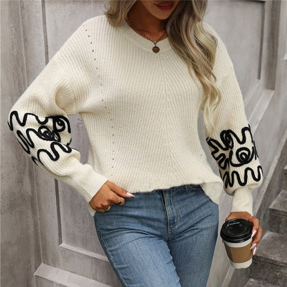 Long Sleeve Crewneck Casual Loose Pullover Knitted Sweater